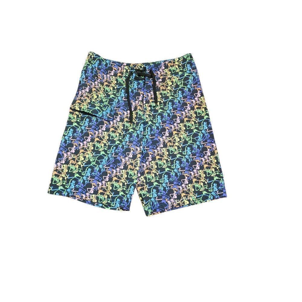 Jammin Warrior Grateful Dead Board Shorts Swim Trunks Mens L Black Skeletons